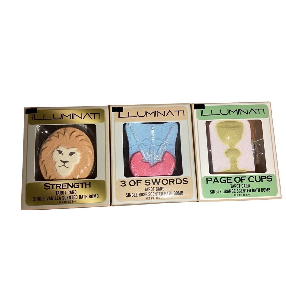 Lot Of 3 Nwt Tarot Card Bath Bombs Strength 3 Of Swords Page Of Cups